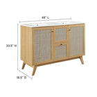 Modway - Soma 48" Meuble de salle de bain à double lavabo - Oak White-Étagères ajustables