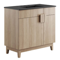 Modway - Miles 36" Vanette de salle de bain - Chêne noir-Panneau de particules et stratifié de mélamine