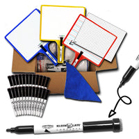 KleenSlate - Tableaux blancs portables personnalisables avec manches et marqueurs effacer à sec, ensemble de classe de 24-Tableaux blancs personnalisables primés avec marqueur et gomme enfichables