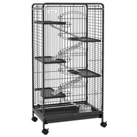 PawHut - Cage à 6 niveaux pour lapin, cochon d’Inde, furet, rat, hamster - 24 po L x 17 po l x 52 po H-Idéal pour une variété de petits animaux, y compris les lapins, furets, chinchillas et autres petits animaux de taille similaire 