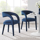 Modway - Pinnacle Performance Velvet Chaise à manger Ensemble de 2 - Bleu Minuit-Épingles de pied non marquées