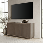 Hudson&Canal - Meuble TV rectangulaire cannelé Hanson pour téléviseurs jusqu'à 55 pouces, finition chêne gris vieilli-Nettoyer avec un chiffon doux et sec, sans produits chimiques agressifs ni produits de nettoyage abrasifs