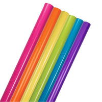 JAM Paper -  Papier d'emballage de couleur unie - 25 pieds carrés chacun - Couleurs brillantes assorties - 6 rouleaux/paquet-Assortiment de papier cadeau: rouge, orange, citron vert, bleu, rose et violet