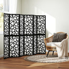 HOMCOM - Paravent autoportant 6 panneaux motif géométrique pour chambre - noir-Matériau : Tissu non tissé, bois de paulownia  
