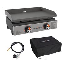 Blackstone - Ensemble plaque chauffante de table 22 po-L’ensemble comprend la plaque Omnivore de 22 po, un boyau adaptateur pour bonbonne de propane avec régulateur et un sac-housse de 22 po
