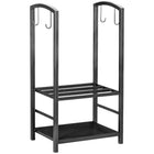 HOMCOM - Porte-bûches 16 po à 2 niveaux avec 4 outils- support de rangement pour bois de cheminée-Crochets pour suspendre vos outils de cheminée et garder tout ce dont vous avez besoin ensemble   