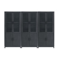 Manhattan Comfort - Jodie 31 po Bibliothèque Mid-Century Moderne - Gris Charbon - Lot de 3-Bibliothèque de style mid-century moderne pour bureau à domicile, salon et rangement supplémentaire lot de 3