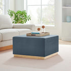 Modway - Tilden Grand velours de performance carré de 28 pouces Rembourré Ottoman - Cadet Blue Natural-Socle en caoutchouc