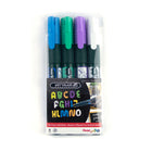 Pentel - Arts Marqueur Effaçable Pour Surfaces Vitrées, Une petite pointe biseautée, Couleurs Assorti (Blanc, Vert, Bleu, Violet)-Une fois sèche, l'encre reste intacte en cas de pluie