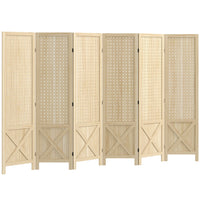 HOMCOM - Cloison de séparation autoportante 6 panneaux avec présentoir à panneau perforé pour bureau à domicile - bois naturel-Le design à six panneaux crée un espace personnel ou divise facilement les grandes pièces  
