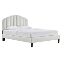 Modway - Daisy Performance Velvet Lit plateforme Queen, Gris clair-Lit queenne moderne vintage