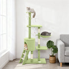 PawHut - Arbre à chat 53 po avec condo, grand centre d’activités pour chaton - vert-Maison pour chat recouverte de peluche offrant un espace doux et confortable pour se reposer et faire la sieste 