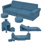 Qaba - Ensemble de construction de fort modulaire pour enfants, canapé de jeu, 12 pièces - Bleu-L'ensemble de 12 pièces permet de construire des voitures, des châteaux, des fusées et bien plus encore 