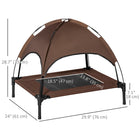 PawHut - Lit pour animal surélevé rafraîchissant avec auvent pour chiens de taille moyenne - 30 po L x 24 po l x 29 po H - café-Le tissu est en polyester haute densité et respirant pour éloigner la chaleur 