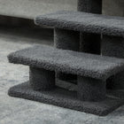 PawHut - Escalier pour animaux à 3 marches recouvert de tapis - gris foncé-Matériau : panneau de particules, polaire berbère 