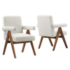 Modway - Lyra Tissu Boucle Chaise de salle à manger Ensemble de 2 - Ivoire-Conception ergonomique pour le confort