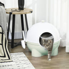 PawHut - Grande litière pour chat, fermée avec couvercle - vert-Taille spacieuse offrant beaucoup d’espace 
