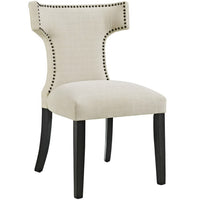 Modway - Curve Tissu Chaise à manger - Beige-Chaise de salle à manger avec moulure en tête de clou