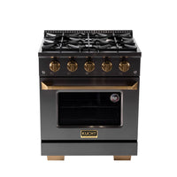 Kucht - 30 po Série KED style professionnel à double combustible - Gemstone-Cuisinez et faites cuire comme un professionnel grâce au four à convection extra-large d’une capacité de 4,2 pi³, avec configuration à cinq grilles et une fenêtre de four surdimensionnée