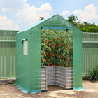 Outsunny - Serre avec jardinière surélevée, blanc-Les cordes d’haubanage et les piquets de sol offrent une stabilité renforcée  
