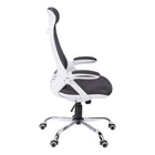 Monarch Specialties - 7269 Chaise De Bureau Dossier Haute Exec  - Blanc/Meche Gris-Le siège pivotant à 360 degrés et la base en métal chromé de type 5 étoiles avec roulettes à capuchon offrent une bonne mobilité, tandis qu'un mécanisme de hauteur réglable avec commande d'inclinaison/verrouillage permet d'optimiser la chaise selon vos besoins.
