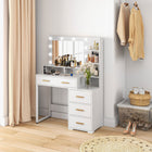 HOMCOM - Coiffeuse avec miroir à led éclairé - 39,4 po L x 15,7 po l x 54,3 po H - blanc-Idéal pour les chambres, dressings et vestiaires pour plus de polyvalence 