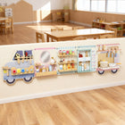 Qaba - Tableau d’activités mural camion avec 5 activités - multicolore-Un design mural innovant permet d'économiser de l'espace au sol et de garder les aires de jeu bien rangées 