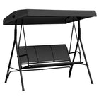 Outsunny - Chaise balançoire de porche 3 places avec auvent réglable, résistant aux intempéries, noir-Conception à trois places - parfaite pour se détendre entre amis ou en solo
