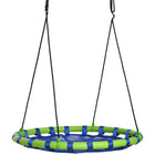 Outsunny - balançoire soucoupe 40 po pour enfants avec cordes de suspension réglables, bleu-Grande balançoire ronde nid d’oiseau, Ø 100 cm, idéale pour découvrir le plaisir de se balancer  