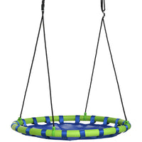 Outsunny - balançoire soucoupe 40 po pour enfants avec cordes de suspension réglables, bleu-Grande balançoire ronde nid d’oiseau, Ø 100 cm, idéale pour découvrir le plaisir de se balancer  