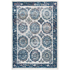 Modway - Entourage Treillis marocain floral vieilli d’Odile Tapis de comédie 8 pi l x 10 pi L - Ivoire et bleu-Tapis floral marocain vieilli usé