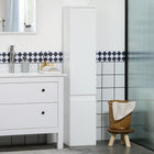 Kleankin - Armoire de rangement de salle de bain mince avec étagères réglables - blanc-Comprend 2 armoires avec des étagères à 5 niveaux pour un grand espace de rangement et d'organisation 