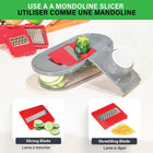 Chopzilla - Hachoir à légumes et mandoline avec 4 lames, racleur et récipient-Gain de place sur le plan de travail: couvercle de coupe intégré pour hacher directement dans le récipient et garder le plan de travail propre, moins de dégâts