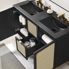 Modway - Chaucer 48" Meuble de salle de bain à double lavabo - Noir noir-Portes en rotin tissé