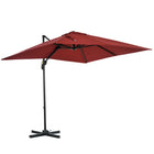 Outsunny - Parasol suspendu carré de patio 8 pi L x 8 pi l avec rotation à 360°, rouge vin-Ce parasol de terrasse déporté, attrayant et élégant, offre une protection supplémentaire contre les intempéries grâce à son design supérieur d'inclinaison et de manivelle  
