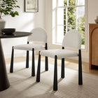 Modway - Hayley Tissu rembourré Fauteuil d’appoint de salle à manger - Crème noire-Pieds métalliques effilés