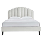Modway - Daisy Performance Velvet Lit plateforme Queen, Gris clair-Revêtement en velours de performance