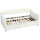 HOMCOM - Lit de jour gigogne rembourré taille twin avec accoudoirs - blanc crème-Le tiroir-lit escamotable et relevable crée une surface spacieuse et uniforme 