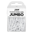 JAM Paper - Trombones géants colourés - grands trombones blancs de 5 cm - paquet de 75-Couleur : Blanc