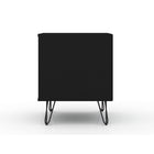 Manhattan Comfort - Rockefeller Table de Nuit 1 Tiroir 20,08" Style Mid-Century Modern - Noir - Lot de 2-Assemblage à domicile requis Tout le matériel inclus