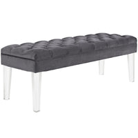 Modway - Valet Performance Velvet Banc - Gris-Banc moderne chic