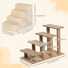 PawHut - Escalier pour animaux 4 marches, escaliers pour chat, pour monter sur le lit - beige-Conception à quatre niveaux pour plus de solidité et de durabilité 
