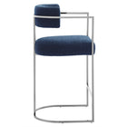 Modway - Huron Dos courbé Tissu et métal Tabouret de comptoir - Marine d’argent-Glissières de plancher ajustables non marquées