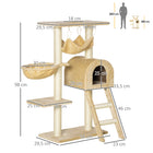 PawHut - Arbre à chat pour chaton d’intérieur, centre d’activités, lit de repos, jouet 39 po-Les poteaux recouverts de corde en sisal naturel peuvent supporter beaucoup de griffades 