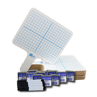 Flipside Products Lot de 12 tablettes graphiques rectangulaires effaçables à sec double face, stylos et gommes-Idéal pour des leçons et des jeux à réponse rapide