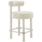 Modway - Toulouse Tissu Boucle Tabouret de comptoir - Argent ivoire-Tabouret de comptoir moderne