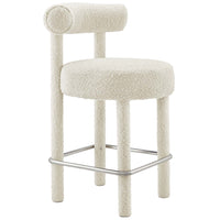 Modway - Toulouse Tissu Boucle Tabouret de comptoir - Argent ivoire-Tabouret de comptoir moderne