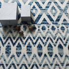 Modway - Reflect Treillis marocains Tamako Diamond et Chevron Tapis intérieur / extérieur 8 pi l x 10 pi L - Ivoire et bleu-Dessous en caoutchouc de prise