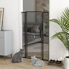 PawHut - Barrière pour Chat Extra Haute 59" L, Porte pour Animal 30"-41" - Noir-Espacement des barreaux de 1,4 po (3,5 cm) garde les chatons en sécurité