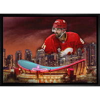 Nazem Kadri 20x29 Flames Skyline-H - Toile encadree - 31" x 22"-Impression sur toile de qualité supérieure avec bordures enveloppées